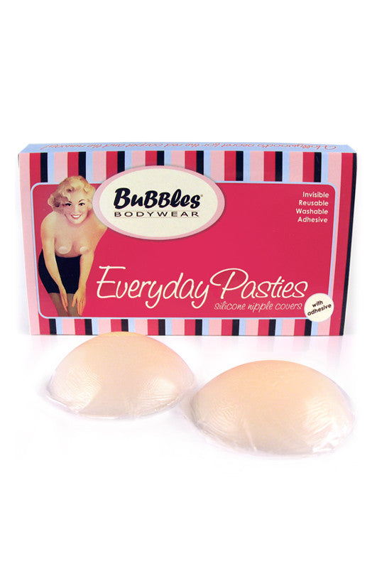 Boobles - Adhesive Silicone Everyday Pasties in packaging with silicone nipple covers displayed.