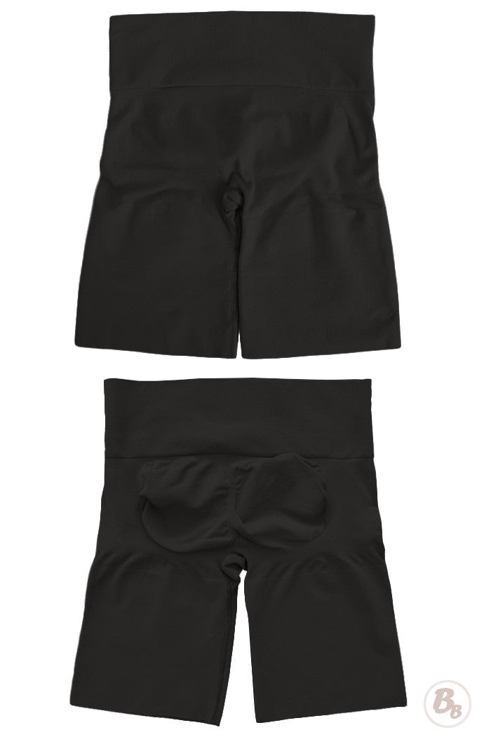 Bunhuggers Seamless Booty-Lift Girlshort in black, designed for seamless butt lifting and all-day comfort.