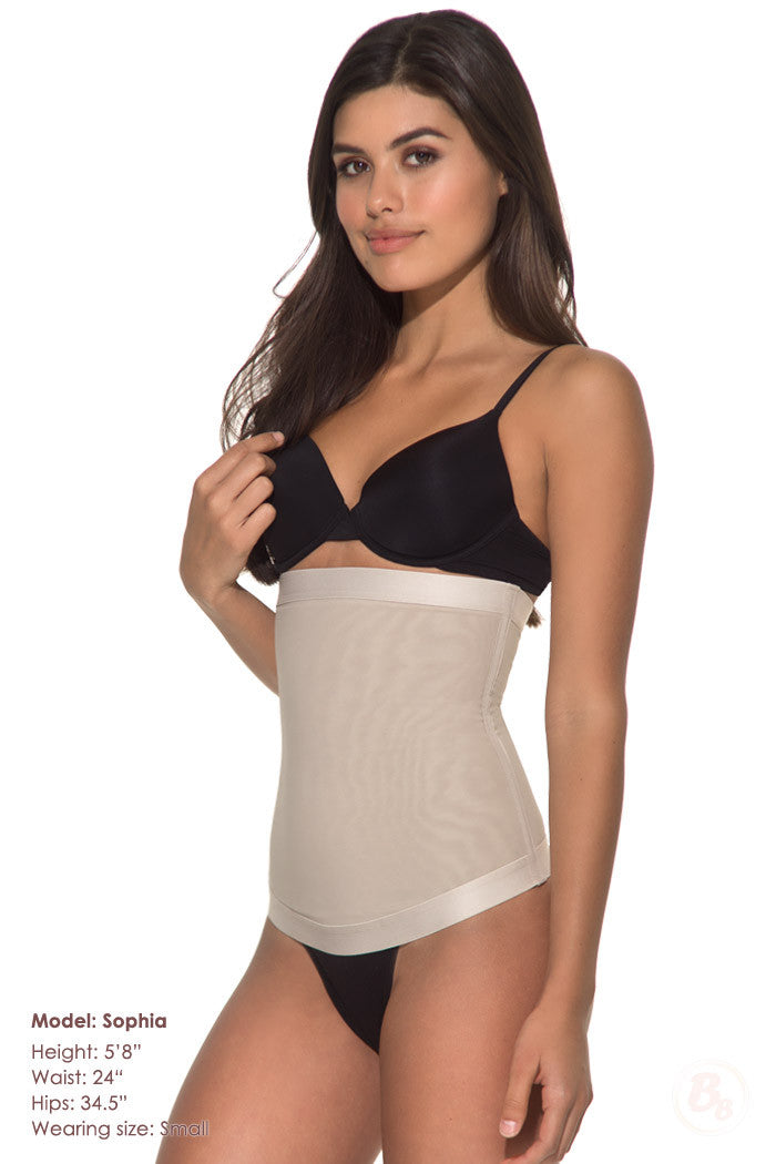 Flat-Front Waist Cincher (Final Sale) worn by model, showcasing its slimming and shaping design for a sleek look.