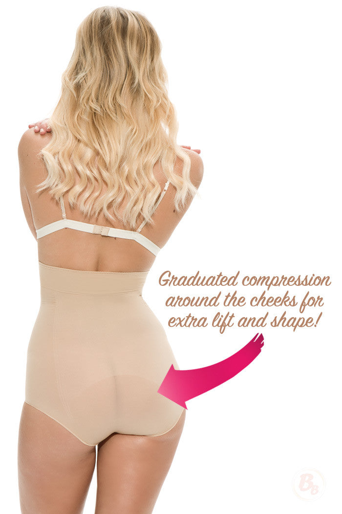 Stretch & Perfect Light Control Bodysuit showing graduated compression for extra lift and shape.