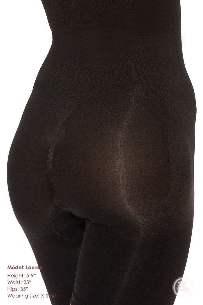 Rear Rescue Butt Lifter Seamless Bodysuit shown on model, highlighting butt lifting and shapewear features.